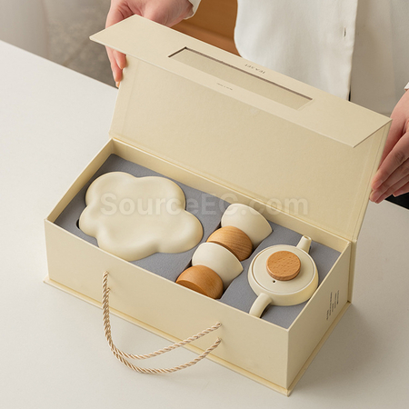 禮品訂造奶油風功夫茶具禮盒組紀念品