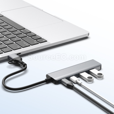 禮品訂造雙接頭USB+Type-C四合一HUB集線器紀念品