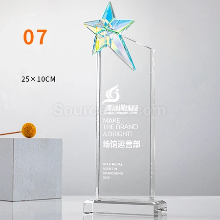 禮品訂造炫彩水晶獎座紀念品