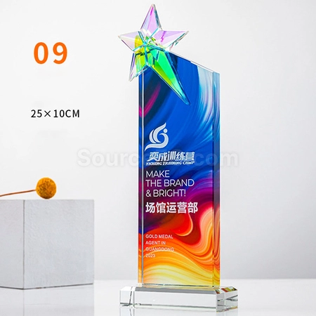 禮品訂造炫彩水晶獎座紀念品